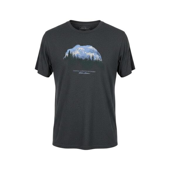 Other - Eddie Bauer Tee Shirt Crew Neck Size Men's L Dark Grey Snow Capped Mountain Bear